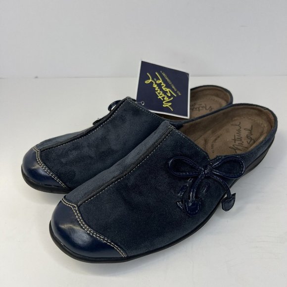 Naturalizer Shoes - Naturalizer Soul Women's Size 6.5 Blue Faux Suede Slip-On Cap-Toe Clogs